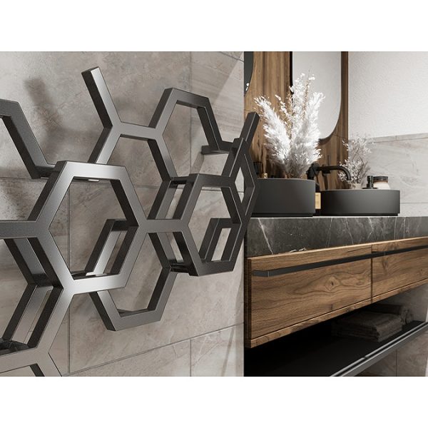 Terma Hex H502 x W1126mm Sparkling Grey Designer Radiator - Image 8