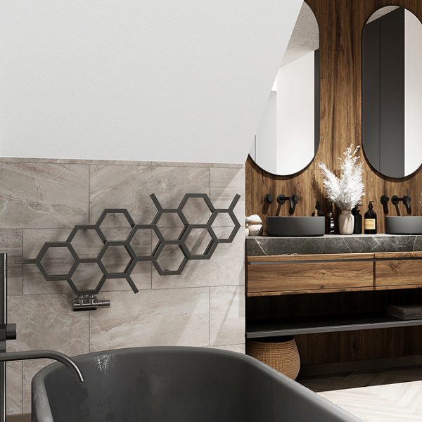 Terma Hex H502 x W1126mm Sparkling Grey Designer Radiator - Image 2