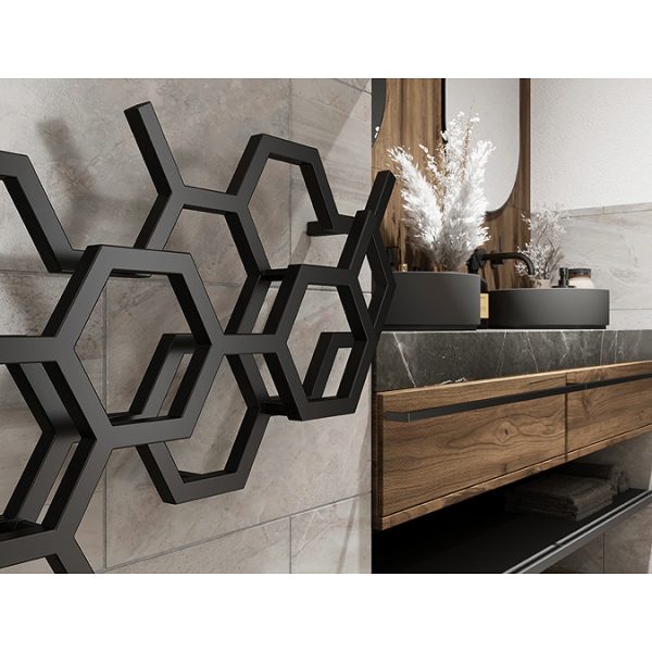 Terma Hex H502 x W1126mm Matt Black Designer Radiator - Image 8