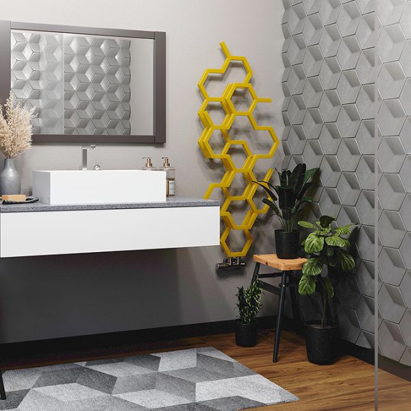 Terma Hex H1220 x W486mm Mustard Designer Radiator - Image 2