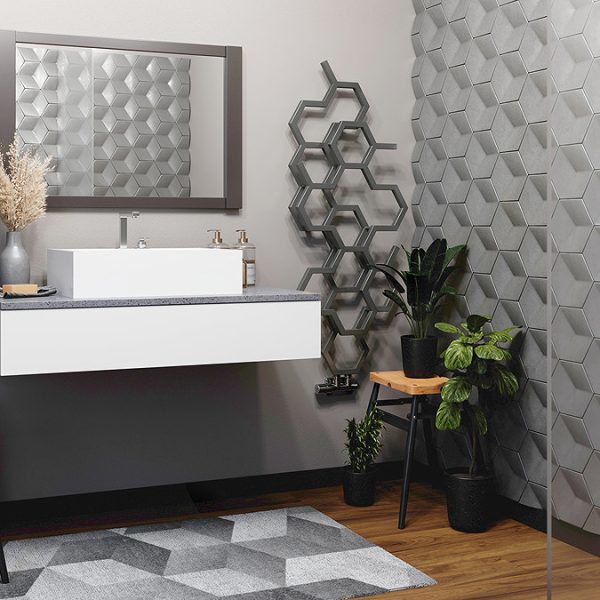 Terma Hex H1220 x W486mm Sparkling Grey Designer Radiator - Image 2