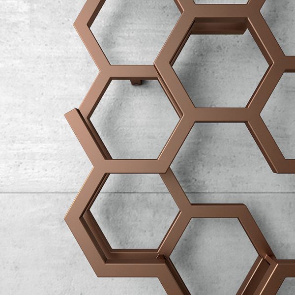 Terma Hex H1700 x W573mm Bright Copper Designer Radiator - Image 2