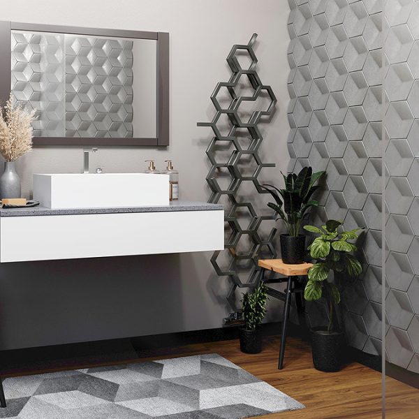 Terma Hex H1700 x W573mm Sparkling Grey Designer Radiator - Image 2