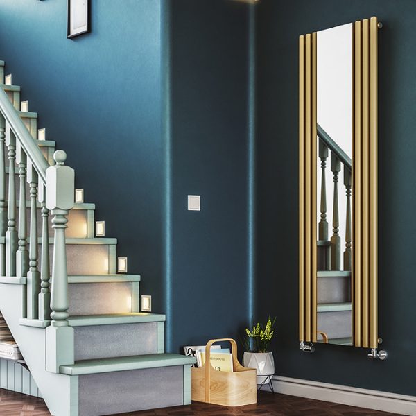 Terma Rolo Mirror H1800 x W590mm Brass Designer Radiator - Image 2