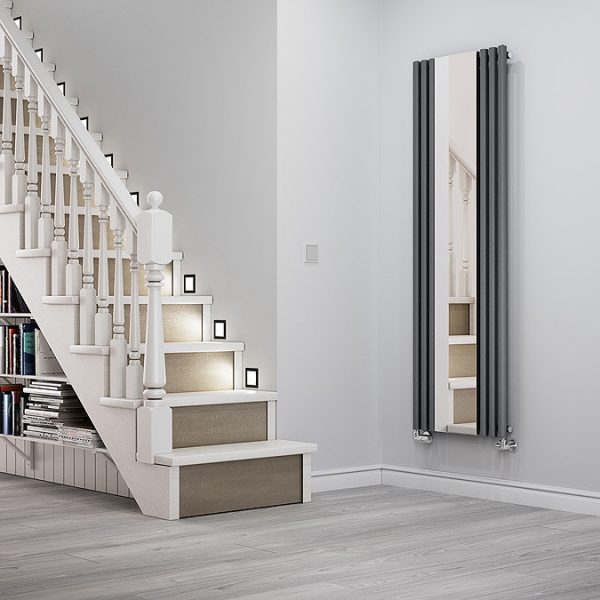 Terma Rolo Mirror H1800 x W590mm Modern Grey Designer Radiator - Image 2