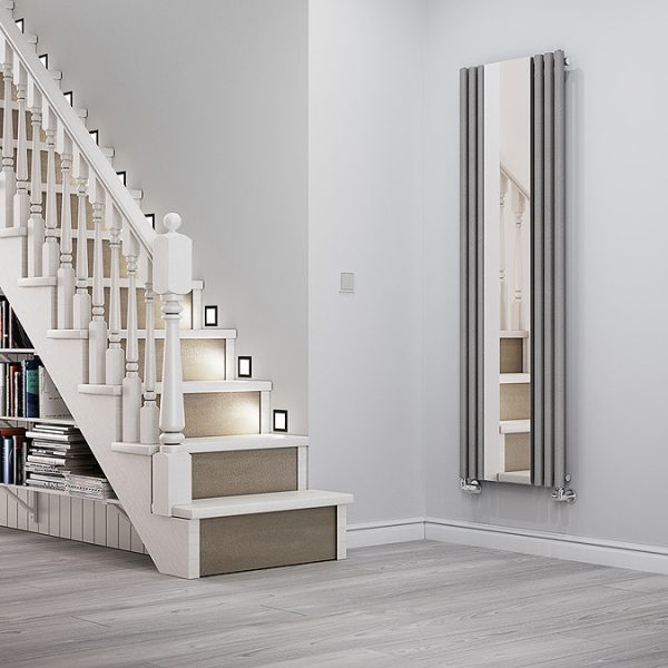 Terma Rolo Mirror H1800 x W590mm Salt & Pepper Designer Radiator - Image 2
