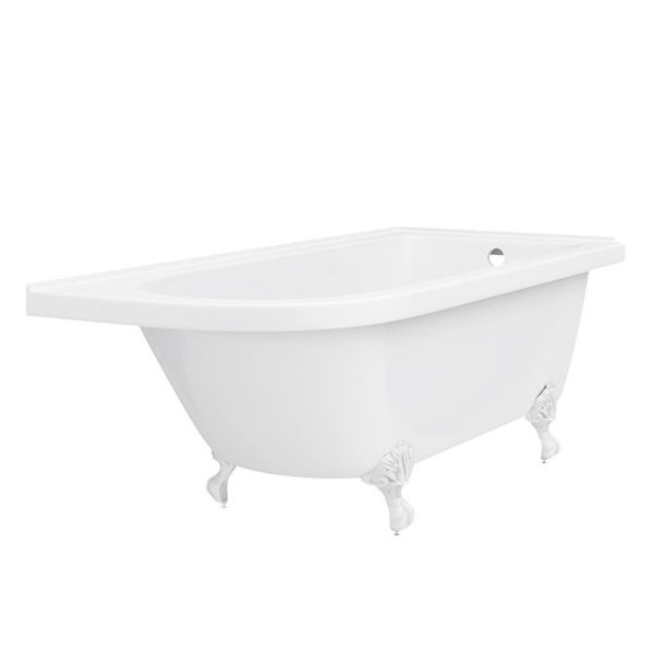 Appleby 1700 Roll Top Shower Bath with Brushed Brass Screen + White Leg Set - Image 6