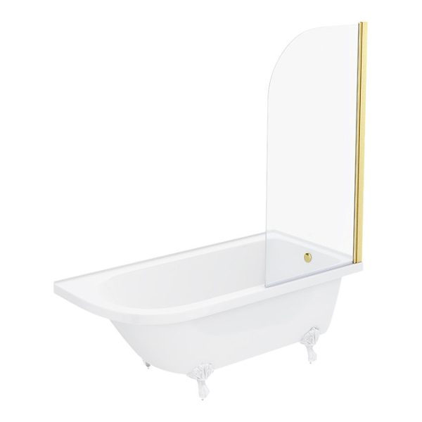 Appleby 1700 Roll Top Shower Bath with Brushed Brass Screen + White Leg Set - Image 7