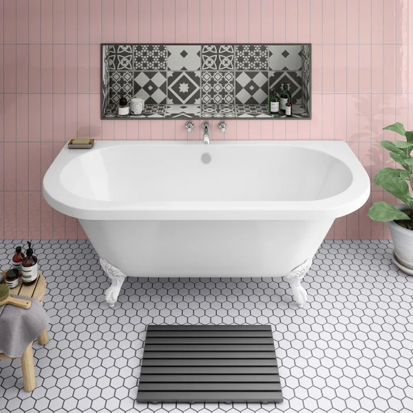 Admiral 1685 Back To Wall Roll Top Bath + White Leg Set