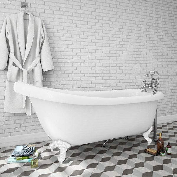 Oxford 1710 Roll Top Slipper Bath + White Leg Set - Image 4