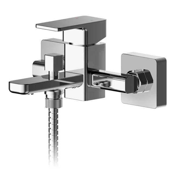 Nuie Windon Chrome Wall Mounted Bath Shower Mixer + Shower Kit
