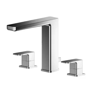 Nuie Windon Chrome 3TH Basin Mixer with Pop up Waste