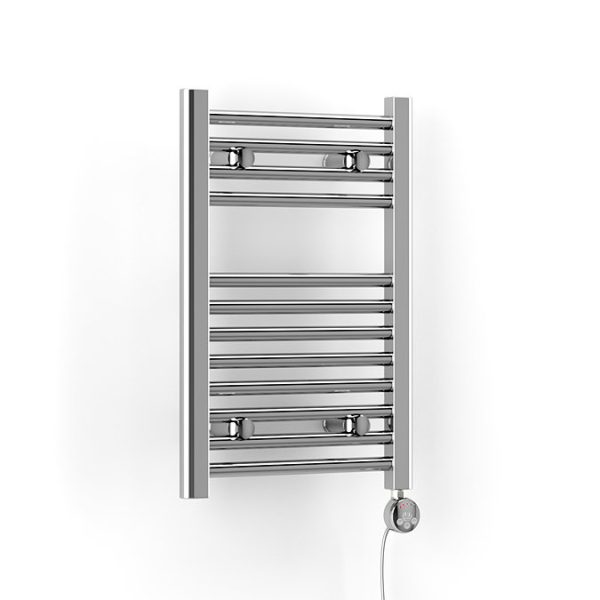Terma Leo H600 x W400mm Chrome Electric Only Towel Rail with MEG Thermostatic Element - Image 4