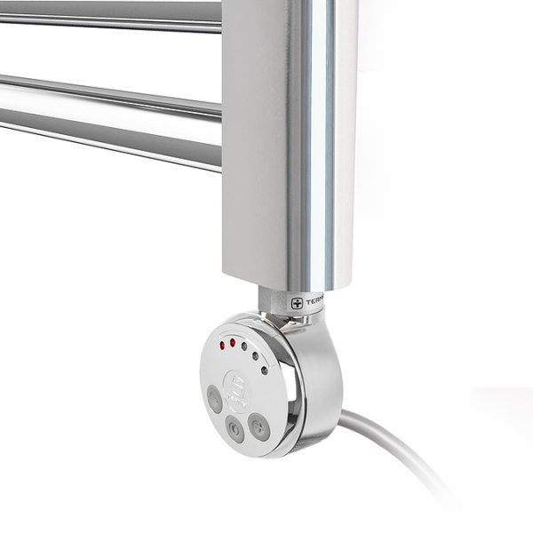 Terma Leo H600 x W400mm Chrome Electric Only Towel Rail with MEG Thermostatic Element - Image 7