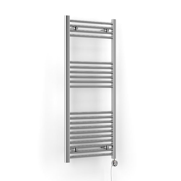 Terma Leo H1200 x W500mm Chrome Electric Only Towel Rail with MEG Thermostatic Element - Image 4