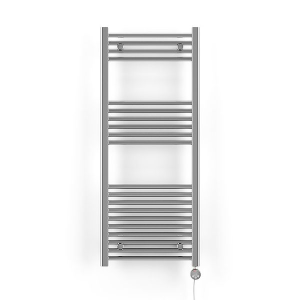 Terma Leo H1200 x W500mm Chrome Electric Only Towel Rail with MEG Thermostatic Element - Image 5