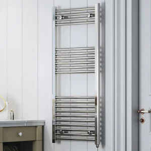 Terma Leo H1200 x W500mm Chrome Electric Only Towel Rail with SIM Fixed Temperature Element