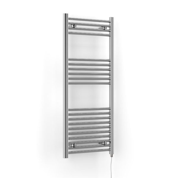 Terma Leo H1200 x W500mm Chrome Electric Only Towel Rail with SIM Fixed Temperature Element - Image 4