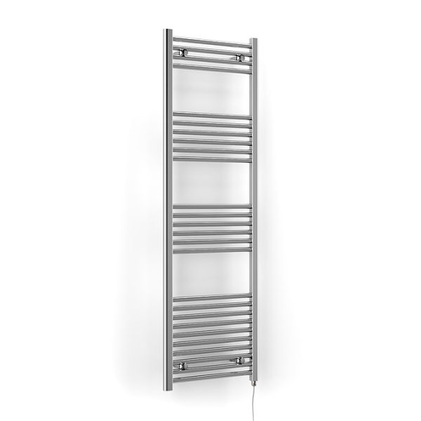 Terma Leo H1600 x W500mm Chrome Electric Only Towel Rail with SIM Fixed Temperature Element - Image 4