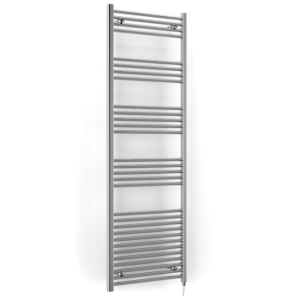 Terma Leo H1800 x W600mm Chrome Electric Only Towel Rail with SIM Fixed Temperature Element - Image 4