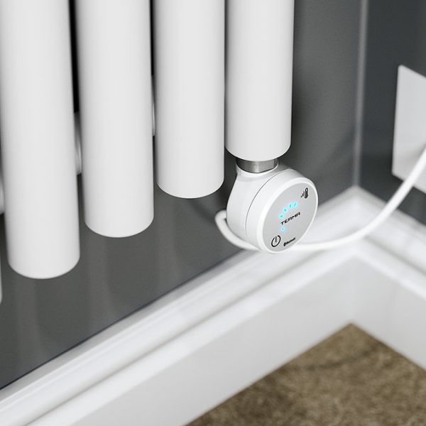 Terma Rolo Room E (Bluetooth Controlled) H1800 x W370mm White Electric Radiator with 0.8kw MOA Blue Element - Image 2