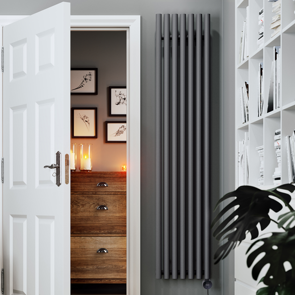 Terma Rolo Room E (Wi Fi Controlled) H1800 X W370mm Modern Grey Electric Radiator with 0.8kw VEO Heating Element