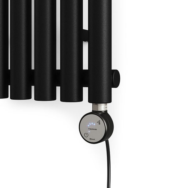 Terma Rolo Room E (Bluetooth Controlled) H1800 x W370mm Heban Black Electric Radiator with 0.8kw MOA Blue Element - Image 2
