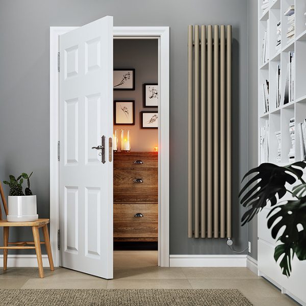 Terma Rolo Room E (Bluetooth Controlled) H1800 x W370mm Quartz Mocha Electric Radiator with 0.8kw MOA Blue Element - Image 2