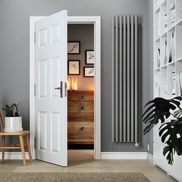 Terma Rolo Room E (Bluetooth Controlled) H1800 x W370mm Salt & Pepper Electric Radiator with 0.8kw MOA Blue Element - Image 2