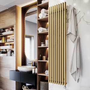 Terma Rolo Room E (Bluetooth Controlled) H1800 x W480mm Brass Electric Radiator with 1kw MOA Blue Element