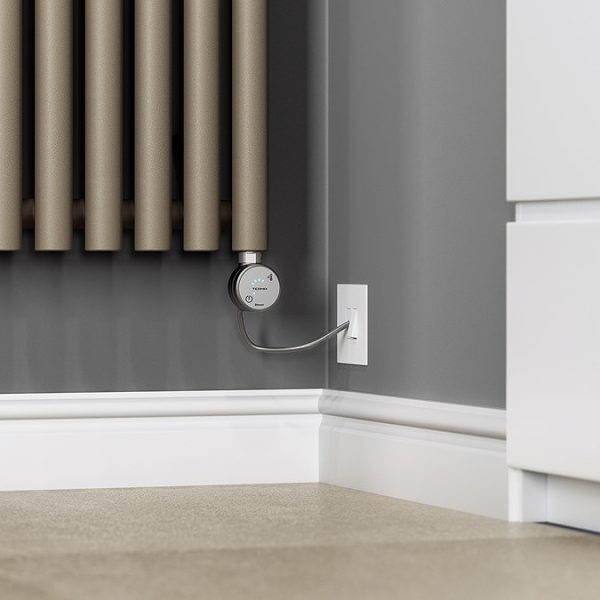 Terma Rolo Room E (Bluetooth Controlled) H1800 x W480mm Quartz Mocha Electric Radiator with 1kw MOA Blue Element - Image 6