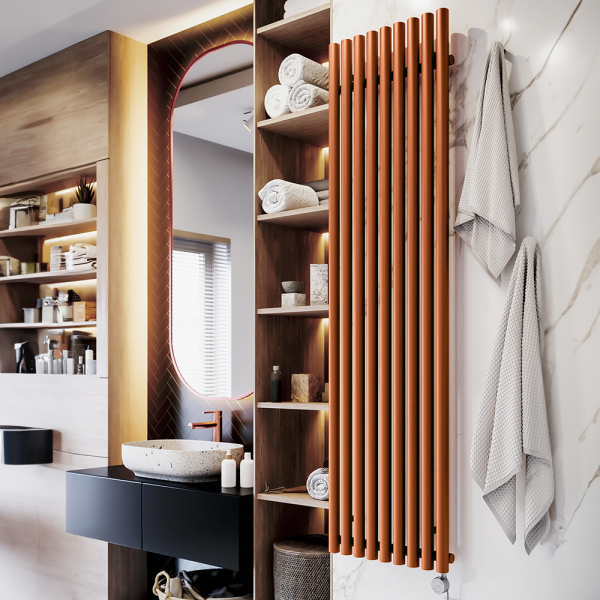 Terma Rolo Room E (Bluetooth Controlled) H1800 x W480mm True Copper Electric Radiator with 1kw MOA Blue Element