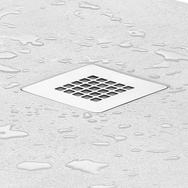 Imperia 1700 x 900mm White Slate Effect Rectangular Shower Tray + Chrome Waste - Image 4