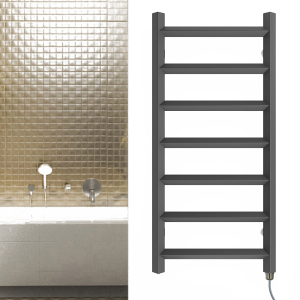 Terma Crystal H840 x W400mm Modern Grey Electric Towel Rail with 200w SIM Element