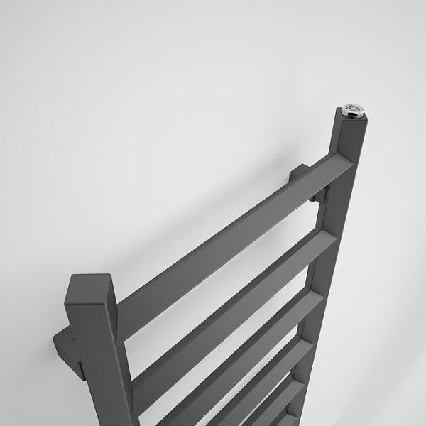 Terma Crystal H840 x W400mm Modern Grey Electric Towel Rail with 200w SIM Element - Image 4
