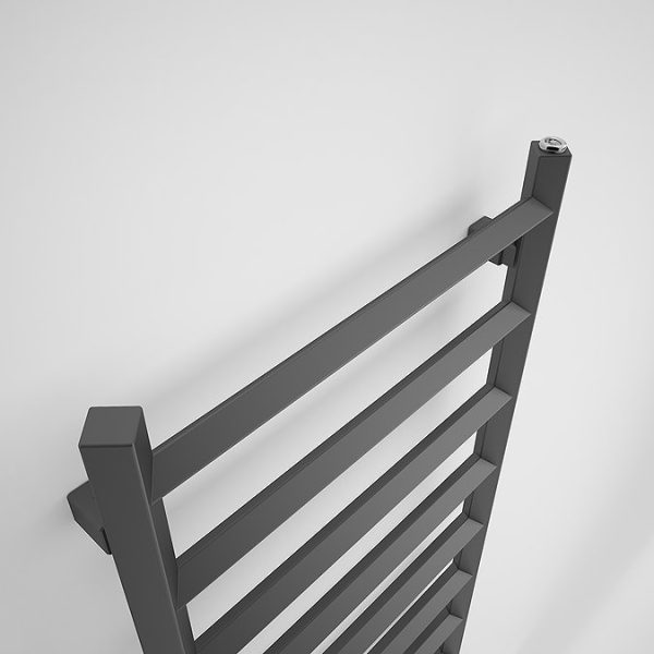 Terma Crystal H1200 x W500mm Modern Grey Electric Towel Rail with 400w SIM Element - Image 5