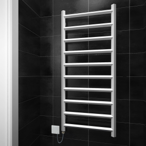 Terma Crystal H1200 x W500mm Soft White Electric Towel Rail with 400w SIM Element
