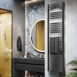 Terma Dexter (Wi Fi Controlled) H1760 x W500mm Matt Black Electric Towel Rail with 800w VEO Heating Element