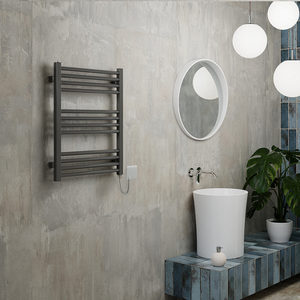 Terma Fiona Sparkling Grey 650 x 500mm Electric Towel Rail with 300W SIM Element - Image 3