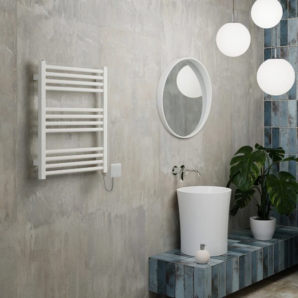 Terma Fiona Matt White 650 x 500mm Electric Towel Rail with 300W SIM Element - Image 3