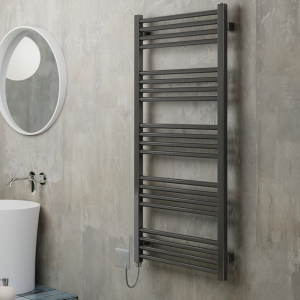Terma Fiona Sparkling Grey 1140 x 500mm Electric Towel Rail with 600W SIM Element