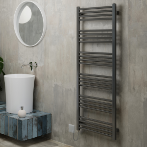 Terma Fiona Sparkling Grey 1380 x 500mm Electric Towel Rail with 600W SIM Element