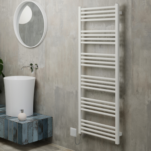 Terma Fiona Matt White 1380 x 500mm Electric Towel Rail with 600W SIM Element