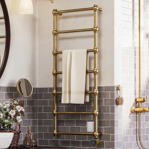Terma Retro (Wi Fi Controlled) H1170 x W504mm Brushed Brass Electric Towel Rail with 300w VEO Heating Element