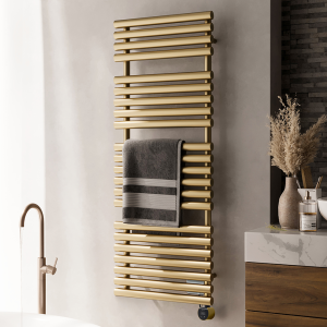 Terma Rolo Towel (Wi Fi Controlled) H1360 x W520mm Brass Electric Towel Rail with 800w VEO Heating Element