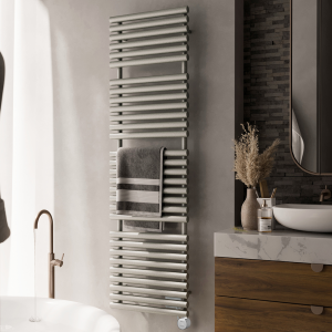 Terma Rolo Towel (Wi Fi Controlled) H1800 x W520mm Salt n Pepper Electric Towel Rail with 1kw VEO Heating Element