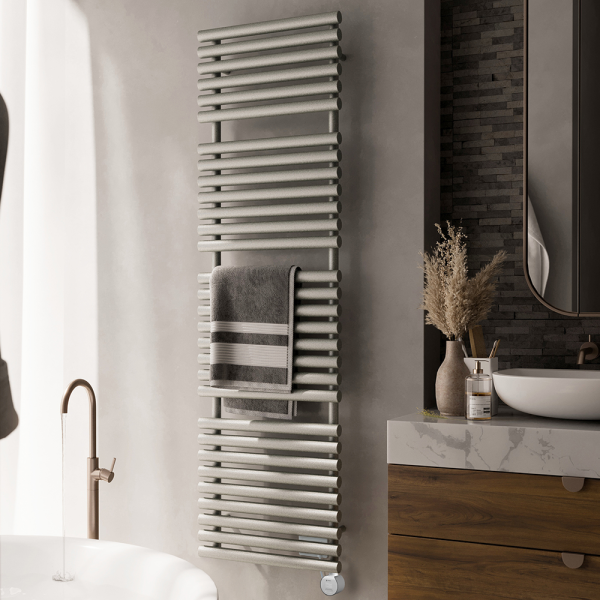 Terma Rolo Towel (Wi Fi Controlled) H1800 x W520mm Salt n Pepper Electric Towel Rail with 1kw VEO Heating Element