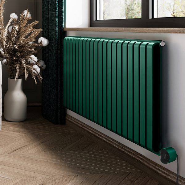 Terma Warp Room (Wi Fi Controlled) H630 x W1305mm Matt Green Electric Radiator with 1.5kw VEO Heating Element - Image 2