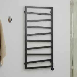 Terma Zig Zag (Wi Fi Controlled) H1070 x W500mm Heban Black Electric Towel Rail with 400w VEO Heating Element