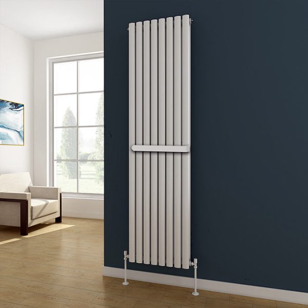Metro Vertical Radiator   White   Double Panel (1800mm High) 472mm Wide with Rail - Image 3